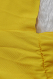 Yellow Street Fashion adult Spaghetti Strap Sleeveless Slip Step Skirt Knee-Length Solid Patchwor