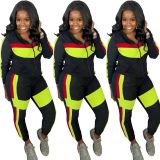 Orange Casual Patchwork Zipper Collar Long Sleeve Two Pieces