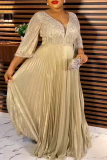 Dark Purple Hot Drilling V Neck Long Plus Size Loose Formal Evening Party Prom Maxi Boho Robe Dresses