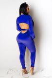 Yellow Sexy Fashion Solid Backless bandage Hollow Long Sleeve V Neck Jumpsuits