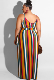 rose red Sexy O Neck Bandage Striped Print