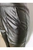 Black PU Zipper Fly Mid Zippered Solid Straight Pants Pants