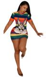 purple Sexy Fashion Cap Sleeve Short Sleeves O neck Step Skirt Mini Print Sequin Patchwork