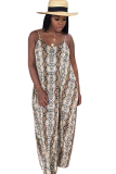 Black Yellow Casual Off The Shoulder Sleeveless Slip Swagger Floor-Length Print Patchwork