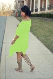 Orange adult Fashion Sexy One Shoulder Long Sleeves one shoulder collar Swagger Mid-Calf Print Ch