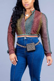 colour zipper Gradient Pure Long Sleeve Outerwear