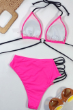 Fluorescent green Nylon Two Piece Suits Patchwork bandage Europe and America Tankinis Set