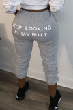 Black Fashion Sportswear Adult Print Letter Skinny Bottoms
