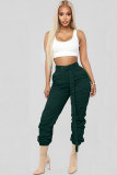 Green Drawstring Mid bandage Straight Pants Pants