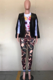Black PU O Neck Long Sleeve Solid Long Sleeve Tops