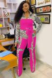 Yellow adult OL Fashion Bandage Print Two Piece Suits Patchwork contrast color Loose Long Sleeve