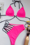 Fluorescent green Nylon Two Piece Suits Patchwork bandage Europe and America Tankinis Set