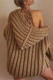 Casual Chunky Needles Cardigan Hooded Loose Knit Wool Vest Sweater