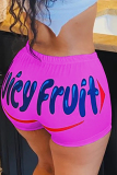 Blue Elastic Fly Low Print Straight shorts Bottoms