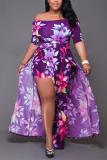 purple Lightly cooked One word collar Floral Print Floral