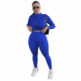 Coffee Living Solid O Neck Long Sleeve Two Pieces