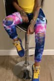 Pink Denim Street Print Hole Tie Dye Pattern Plus Size 