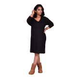 White Casual Solid V Neck Dresses