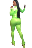 Green street Solid zipper Milk. Long Sleeve O Neck Jumpsuits