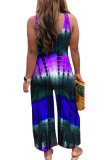 Red Casual Print Patchwork U Neck Loose Jumpsuits