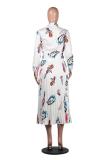 White Street Print Pleated skirt Long Sleeve