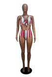 Multi-color Patchwork backless Print Sexy Fashion Bikinis Set