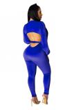 Yellow Sexy Fashion Solid Backless bandage Hollow Long Sleeve V Neck Jumpsuits
