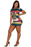 purple Sexy Fashion Cap Sleeve Short Sleeves O neck Step Skirt Mini Print Sequin Patchwork