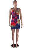 Multi-color Fashion Sexy Off The Shoulder Sleeveless Halter Neck Sheath Mini hollow out asymmetrical b
