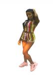 Multi-color Fashion Sexy Striped Slim fit Bandage Skinny Two-Piece Short Set