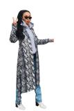 Silver cardigan serpentine Print Print Long Sleeve Coats & Cardigan
