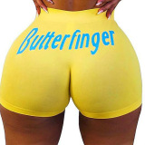 Orange Elastic Fly Low Print Straight shorts Bottoms