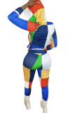 multicolor Chlorine Fashion adult Casual Two Piece Suits Print Patchwork pencil Long Sleeve 