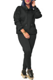 Purple Casual Solid Patchwork Hooded Collar Long Sleeve Two Pieces