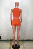 Orange Sexy Fashion Solid Patchwork Skinny Sleeveless