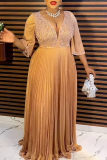 Dark Purple Hot Drilling V Neck Long Plus Size Loose Formal Evening Party Prom Maxi Boho Robe Dresses
