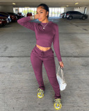 Yellow Fashion Solid pencil Long Sleeve Two Pieces