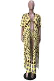 Yellow Geometric Asymmetrical Print Fashion Sexy Bikinis Set