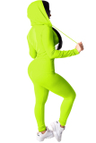 Fluorescent green Sexy Solid Patchwork Straight Long Sleeve