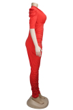 Yellow Fashion Light Solid Draped Patchwork Half Sleeve V Neck Jumpsuits