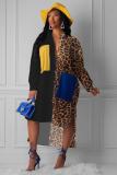 Blue adult Street Fashion Shirt sleeves Long Sleeves Half-Open collar Asymmetrical Mid-Calf Pri