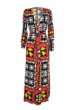 multicolor V Neck Slim fit Bandage Print Print Long Sleeve 