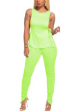 Light Gray Fashion Casual adult Ma'am Patchwork Solid Two Piece Suits pencil Sleeveless Two Pieces