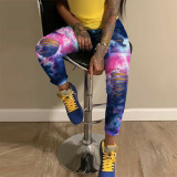 Pink Denim Street Print Hole Tie Dye Pattern Plus Size 