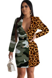 Yellow Notched Patchwork Print Print Long Sleeve Suit jacket