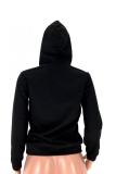 Red O Neck Print Letter Print Long Sleeve Sweats & Hoodies
