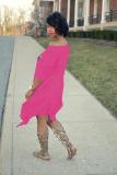 Orange adult Fashion Sexy One Shoulder Long Sleeves one shoulder collar Swagger Mid-Calf Print Ch