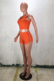 Orange Sexy Fashion Solid Patchwork Skinny Sleeveless