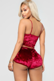 purple Sexy Solid Two Piece Suits Straight Sleeveless