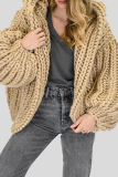 Caramel Casual Cardigan Hooded Handmade Knitted Cardigan Sweater